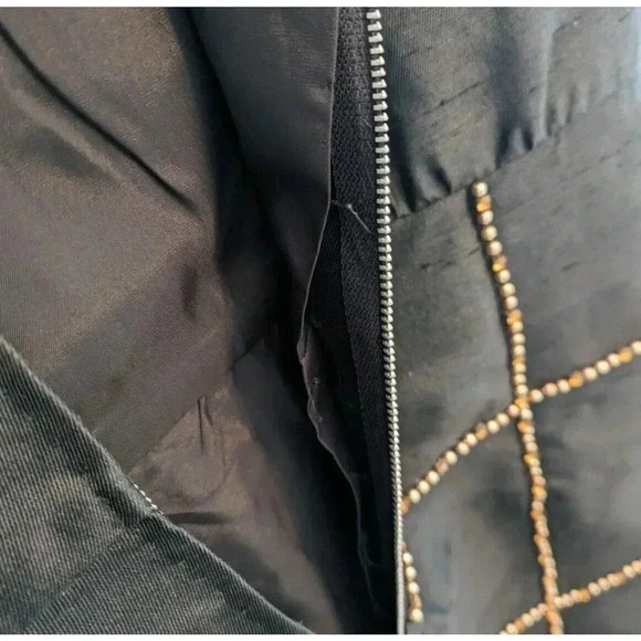 Vintage 1960s Black Gold Beaded Maxi Gown Dress Rhinestone Crystal Textured XS S - Picture 11 of 12